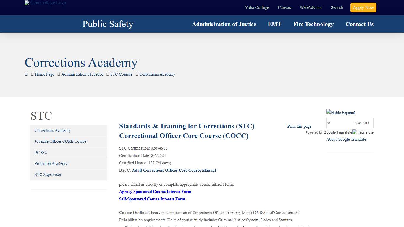 Corrections Academy - Public Safety